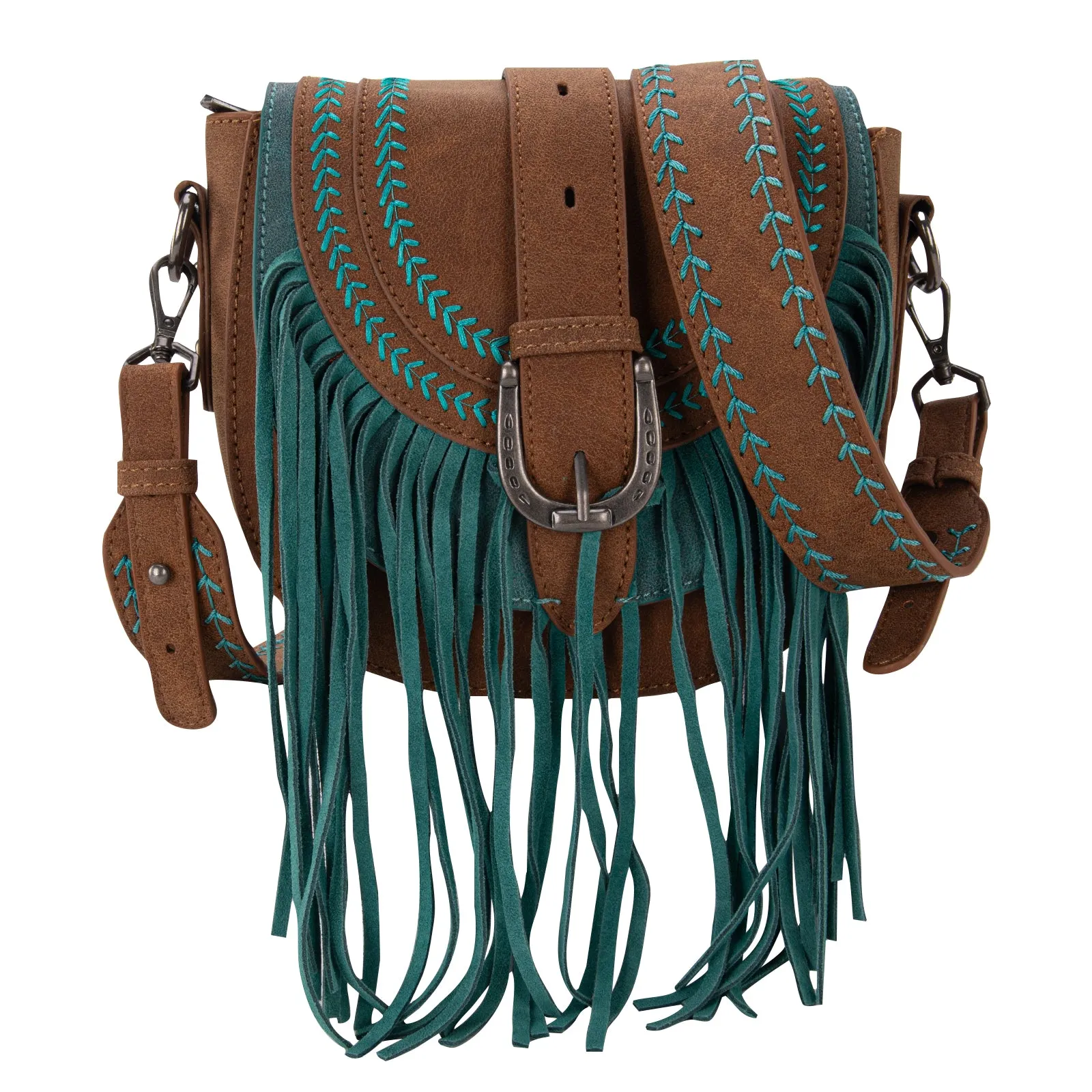 MW1289-8360 Montana West Buckle Fringe Collection Saddle Bag/Crossbody