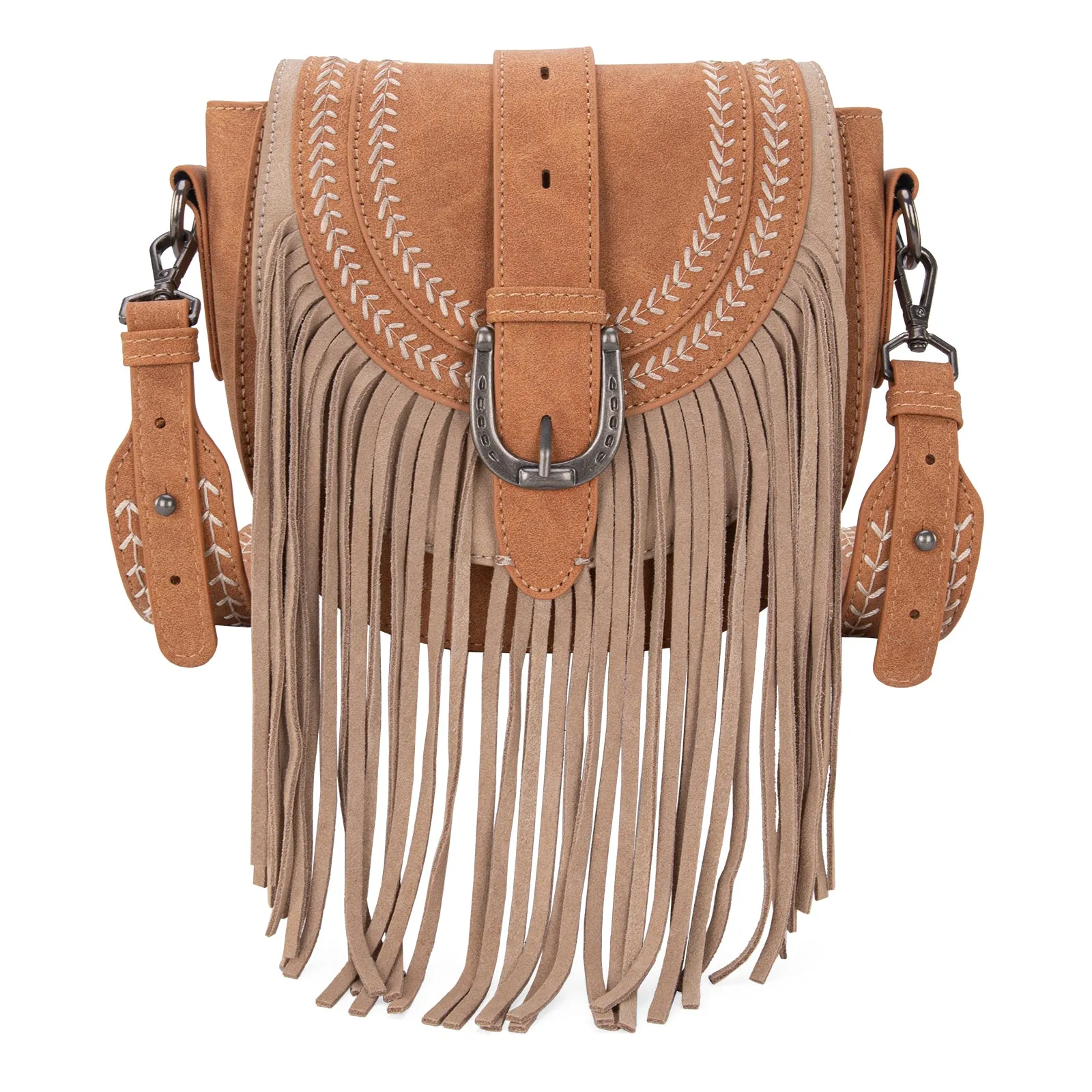 MW1289-8360 Montana West Buckle Fringe Collection Saddle Bag/Crossbody