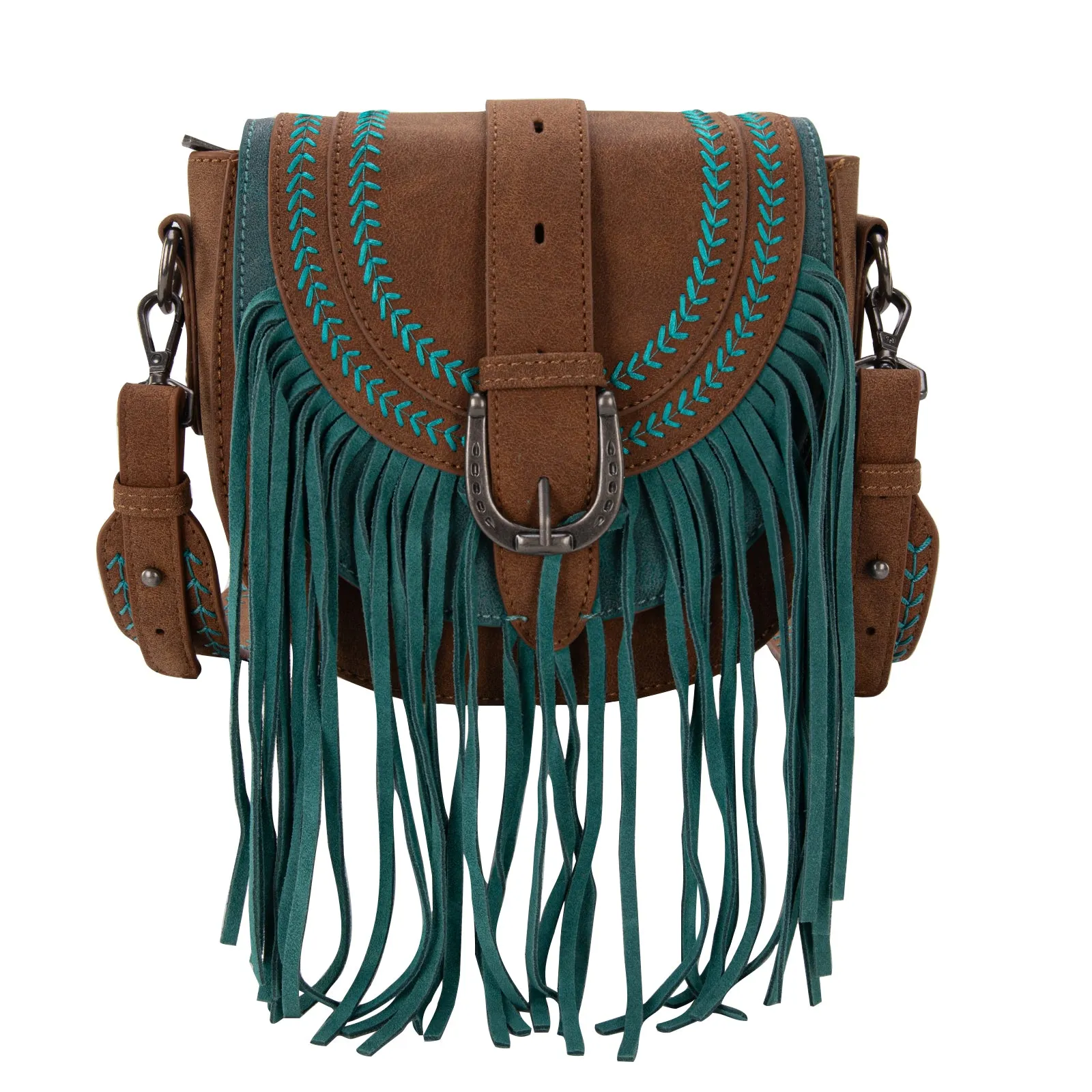 MW1289-8360 Montana West Buckle Fringe Collection Saddle Bag/Crossbody