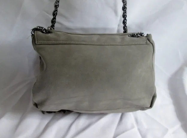 NEW BANANA REPUBLIC Suede Fringe hobo shoulder bag purse GRAY hippy boho