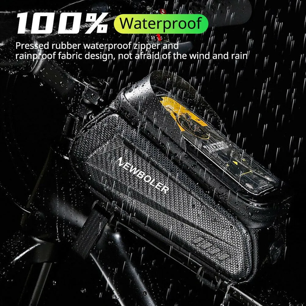 NEWBOLER Bike Bag 2L Frame Front Tube Cycling Bag Bicycle Waterproof Phone Case Holder 7.2Inches Touchscreen Bag Accessorie