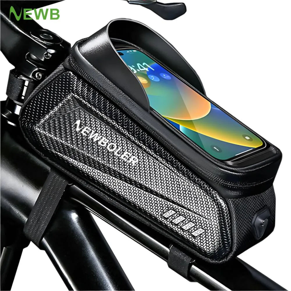 NEWBOLER Bike Bag 2L Frame Front Tube Cycling Bag Bicycle Waterproof Phone Case Holder 7.2Inches Touchscreen Bag Accessorie