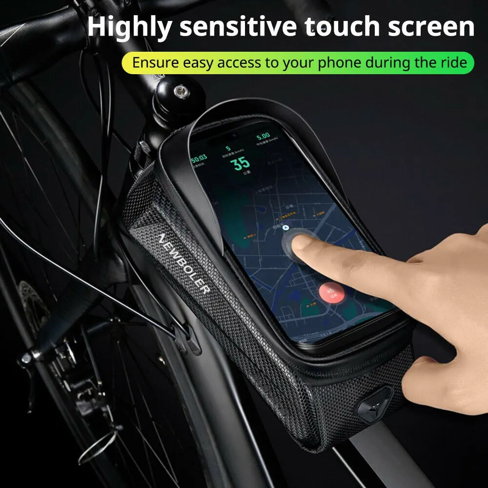 NEWBOLER Bike Bag 2L Frame Front Tube Cycling Bag Bicycle Waterproof Phone Case Holder 7.2Inches Touchscreen Bag Accessorie