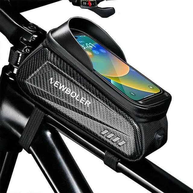 NEWBOLER Bike Bag 2L Frame Front Tube Cycling Bag Bicycle Waterproof Phone Case Holder 7.2Inches Touchscreen Bag Accessorie