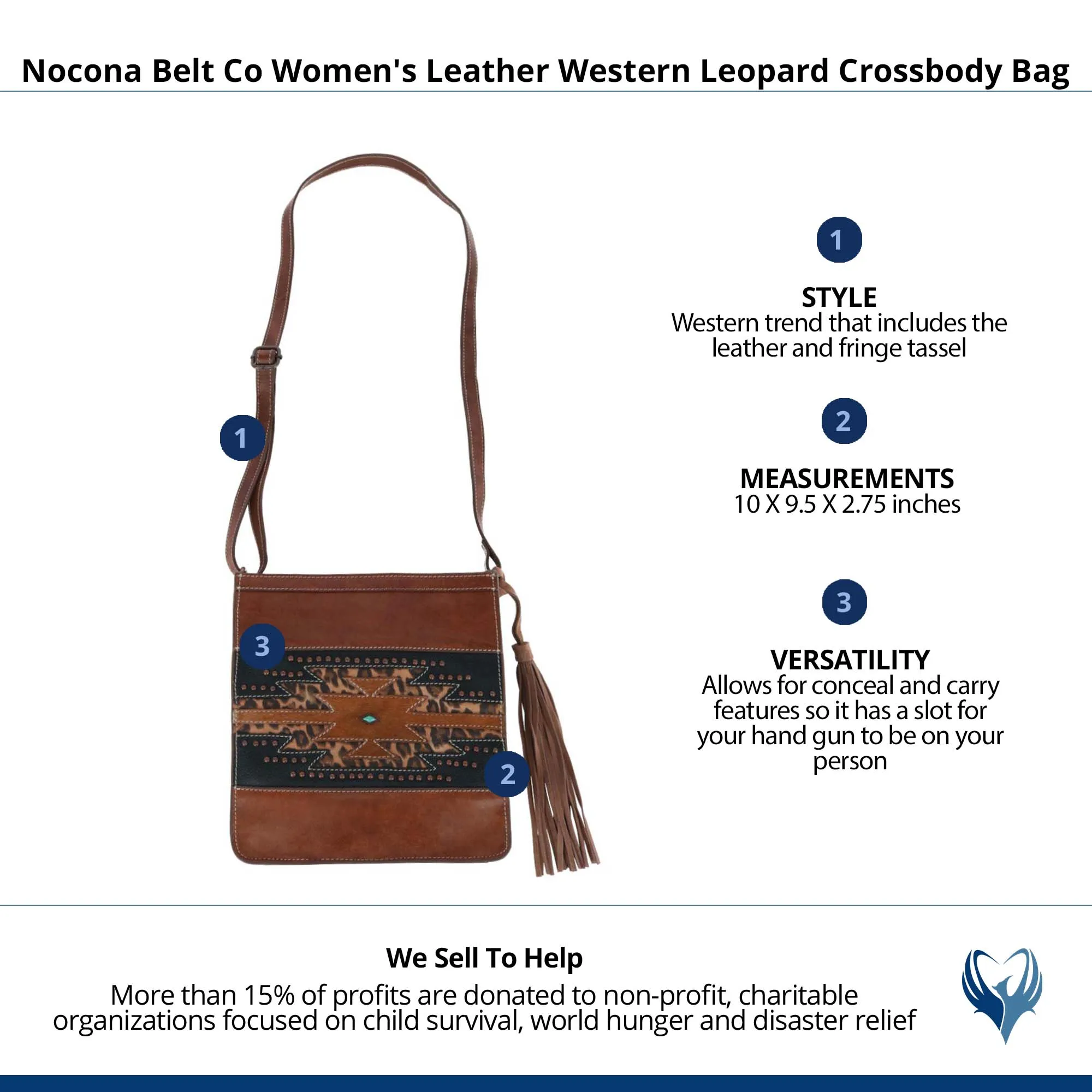 Nocona Belt Co Women's Leather Western Leopard Crossbody Bag