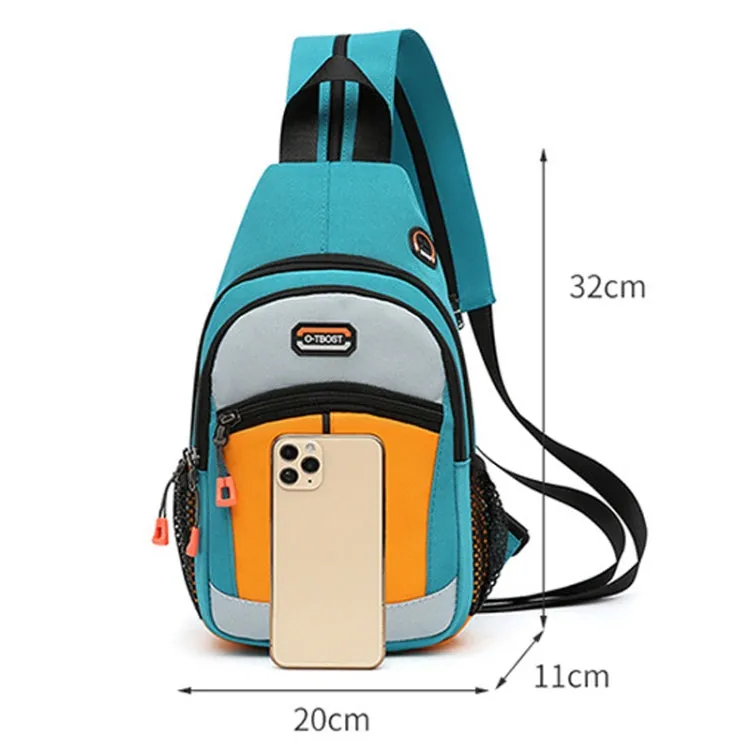 O-TBOST Outdoor Traveling Multifunctional Large Capacity Color Combination Crossbody Bag With Earphone Hole(Dark Blue)