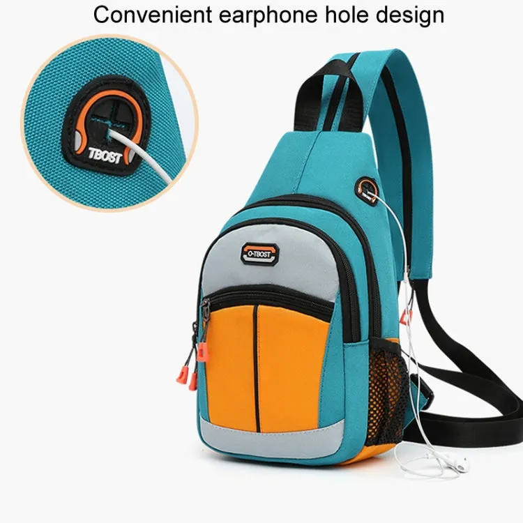 O-TBOST Outdoor Traveling Multifunctional Large Capacity Color Combination Crossbody Bag With Earphone Hole(Dark Blue)