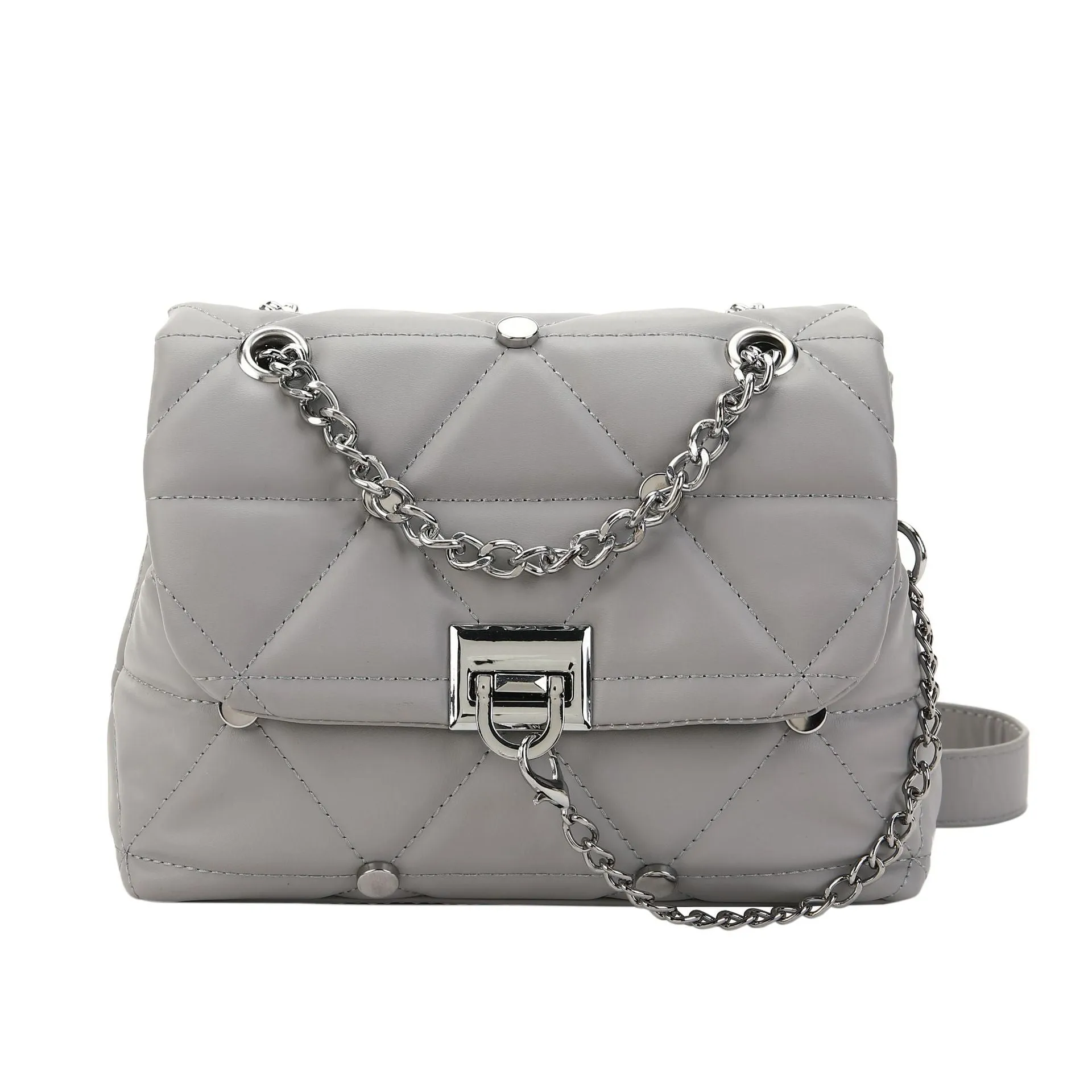 Paziye Stud Quilted Chain Link Crossbody bag