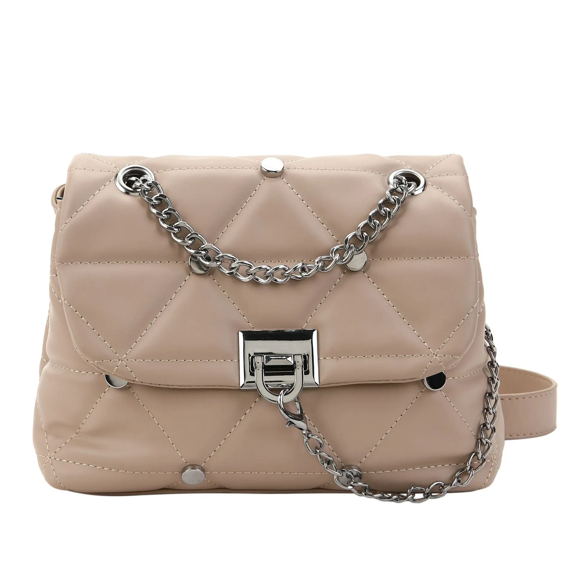 Paziye Stud Quilted Chain Link Crossbody bag