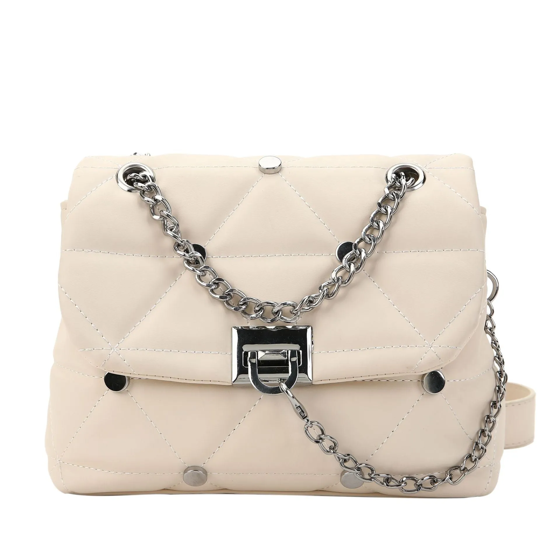 Paziye Stud Quilted Chain Link Crossbody bag