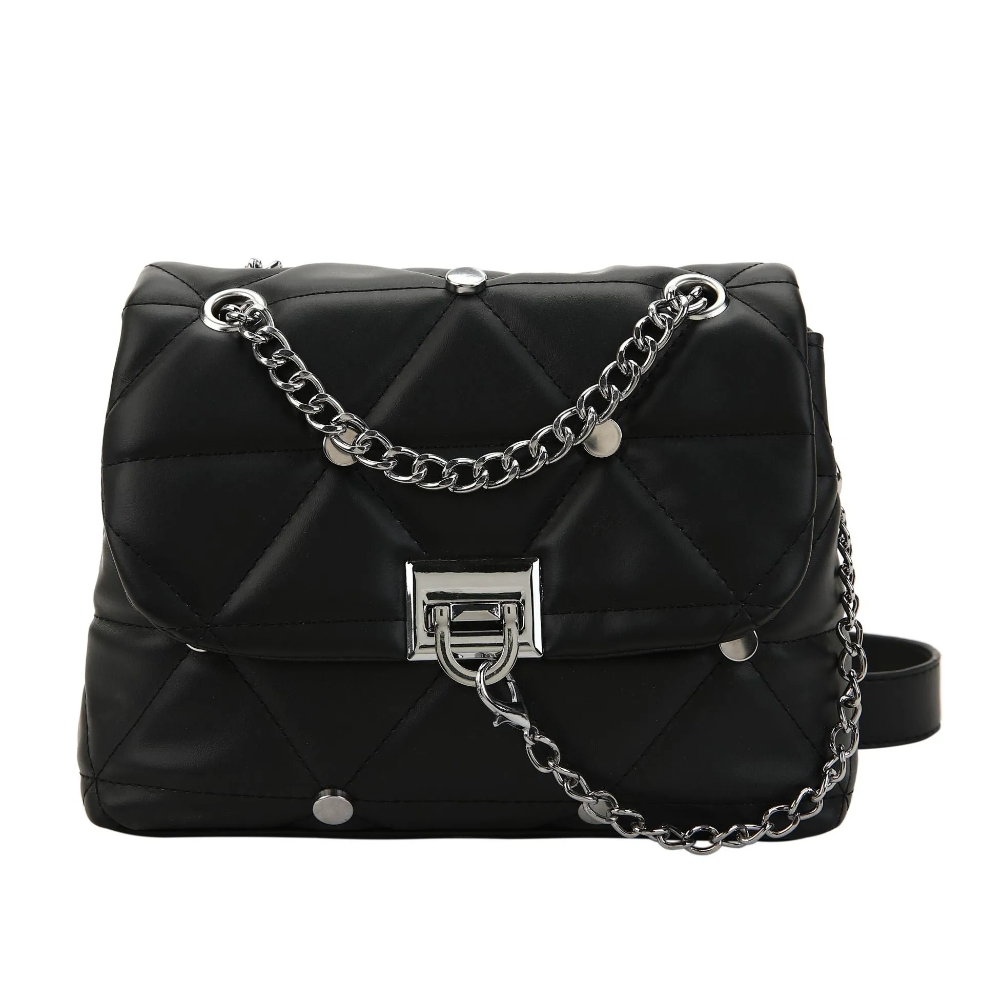 Paziye Stud Quilted Chain Link Crossbody bag