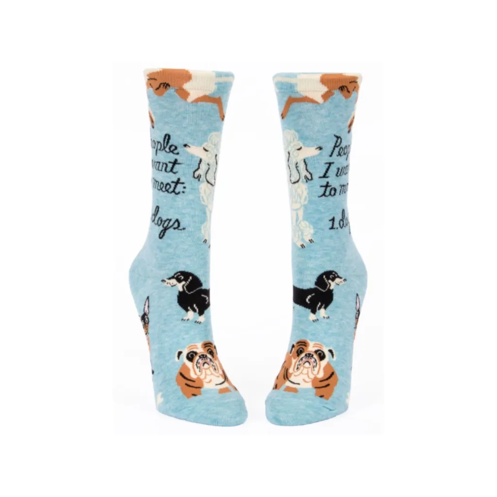 People I Want To Meet: Dogs Crew Socks - Womens