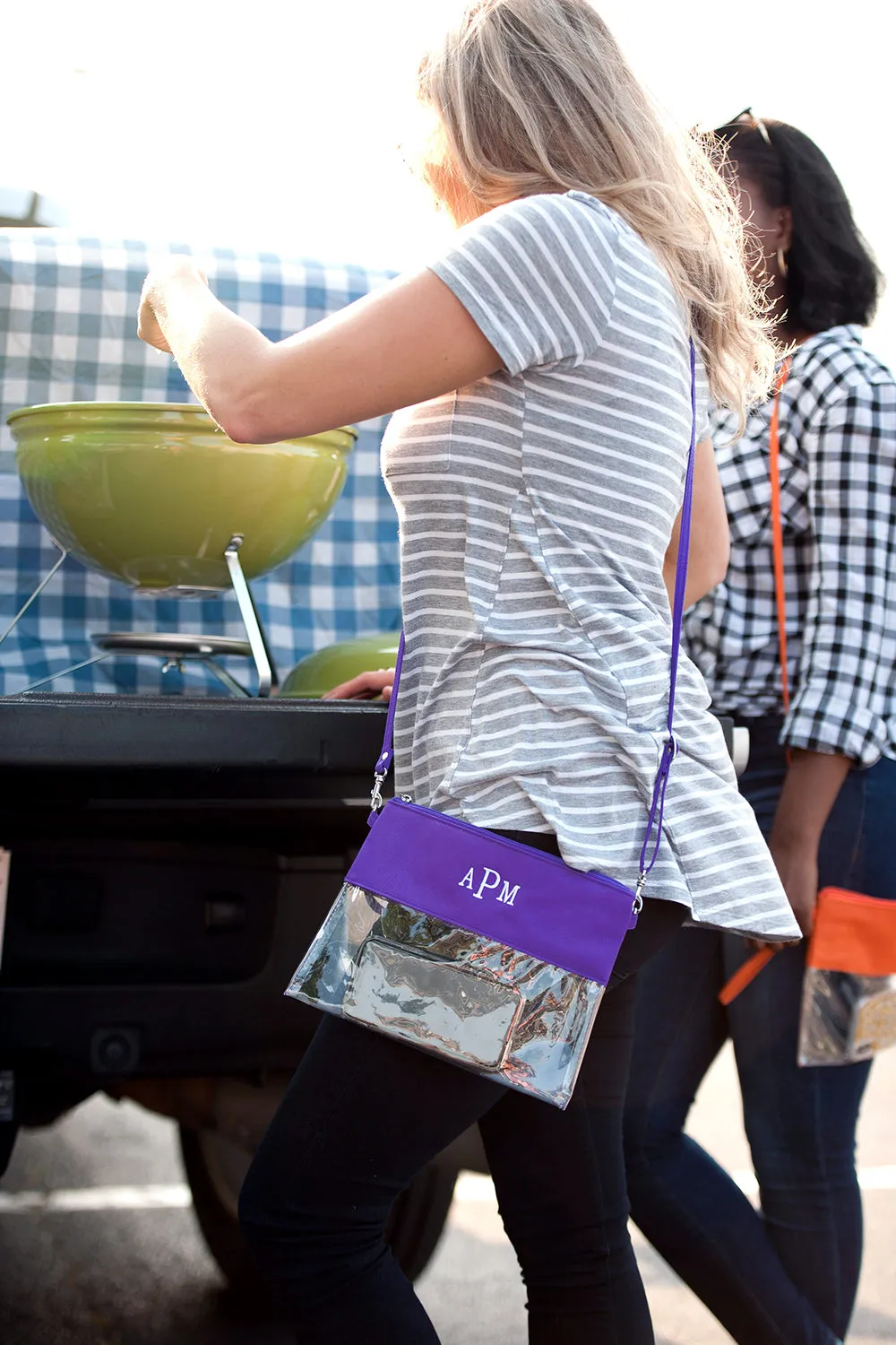 Personalized Clear Stadium Approved Crossbody Purse, Clutch, Wristlet, Concert In Purple