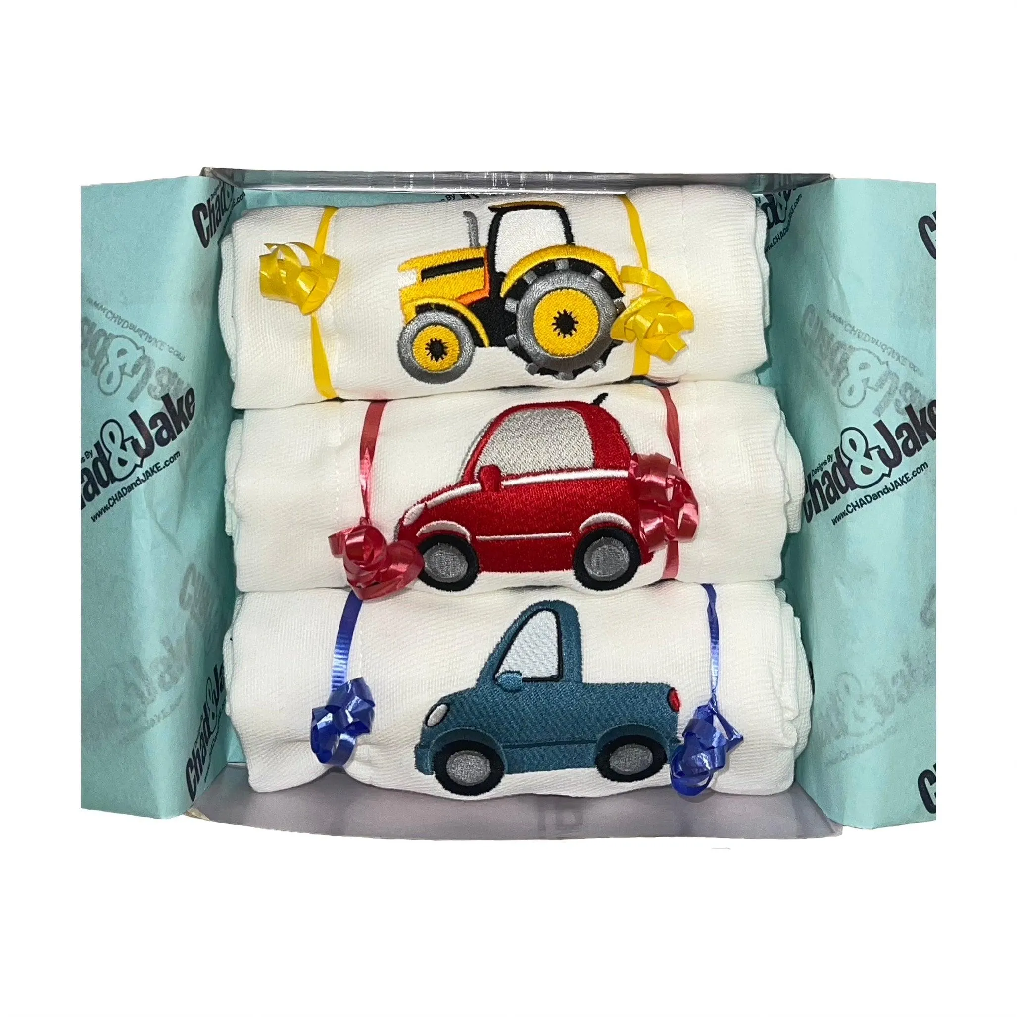 Personalized Emoji Burp Cloth - 3 Pack Vehicles