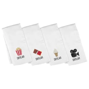 Personalized Emoji Burp Cloth - 4 Pack Movie Night