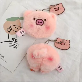 Plush Pig Butt and Face Key Chains Purse Decorations Pin