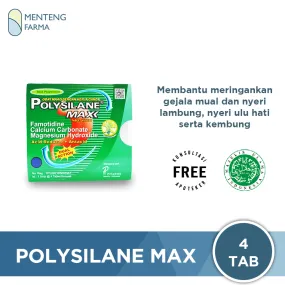 Polysilane Max Peppermint Tablet - Tablet Kunyah Obat Maag Dual Action