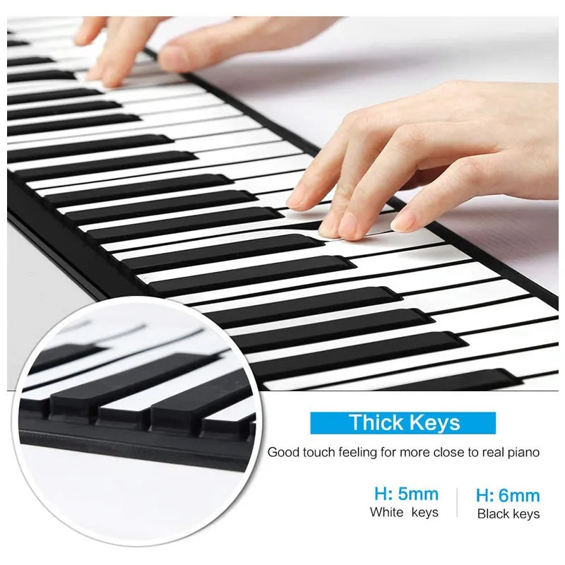 Portable Rechargeable 61 Keys Roll Up Piano Keyboard