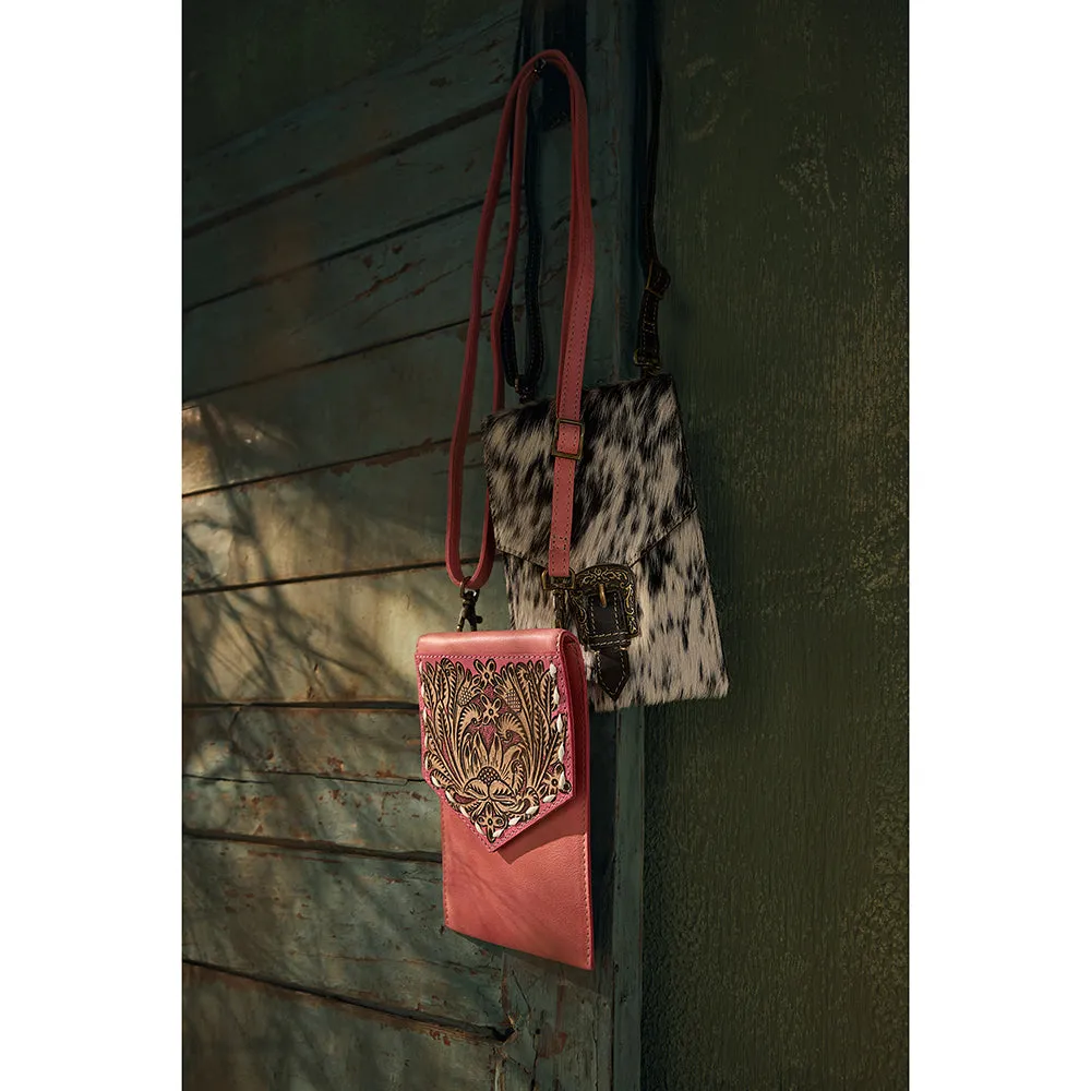 Prairie Star Petite Hand-Tooled Bag in Pink