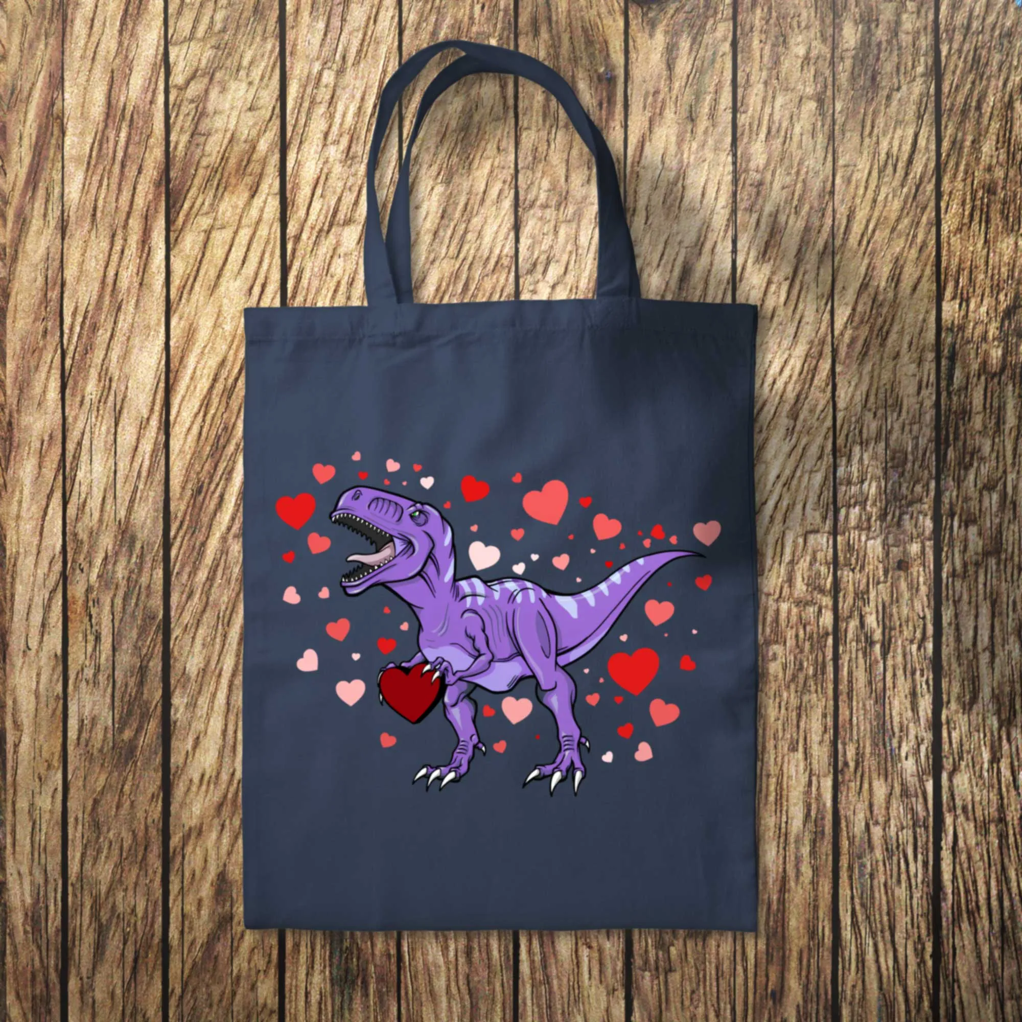 Purple Dinosaur Hearts Tote Bag 10L Bag