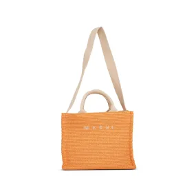 Raffia Small Shopping Bag in Orange