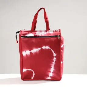 Red - Handmade Shibori Tie-Dye Cotton Shopping Bag