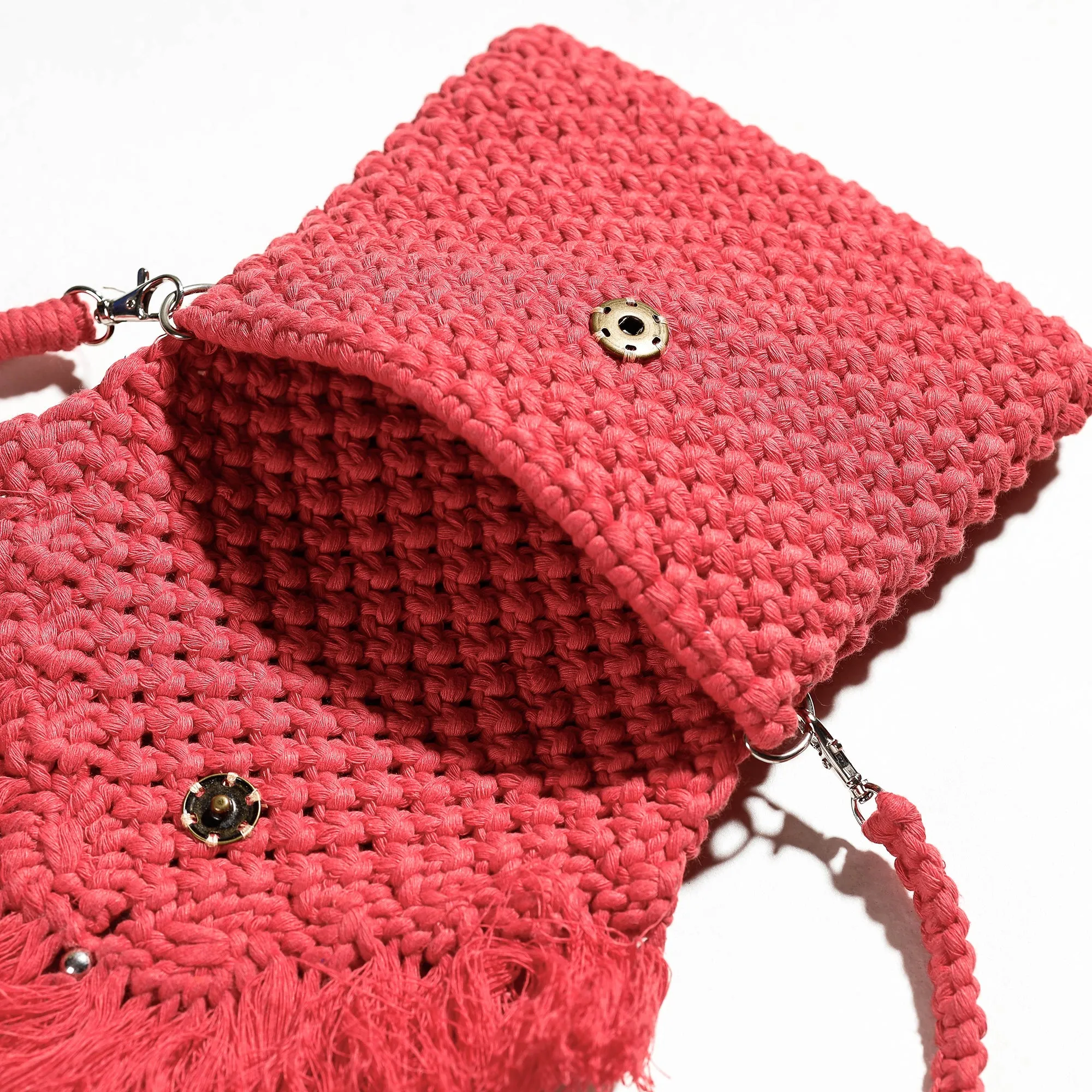 Red - Thread Work Handcrafted Macrame Sling Bag