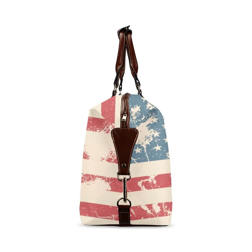 Retro American Flag Travel Bag, American Flag Duffel Bag, Patriotic Flight Bag, USA Flag Carry on flight Bag, American Flag Weekender Bag