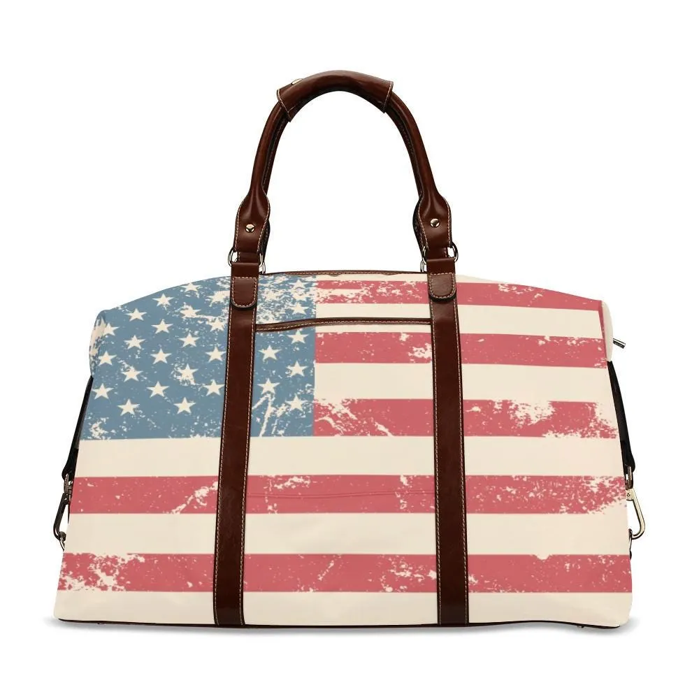 Retro American Flag Travel Bag, American Flag Duffel Bag, Patriotic Flight Bag, USA Flag Carry on flight Bag, American Flag Weekender Bag