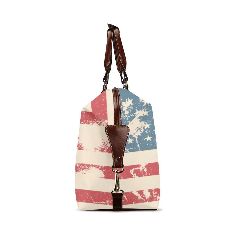 Retro American Flag Travel Bag, American Flag Duffel Bag, Patriotic Flight Bag, USA Flag Carry on flight Bag, American Flag Weekender Bag