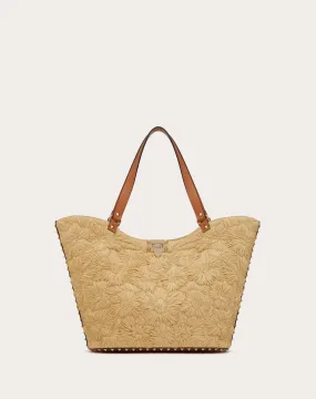 Rockstud Woven Raffia Shopping Bag