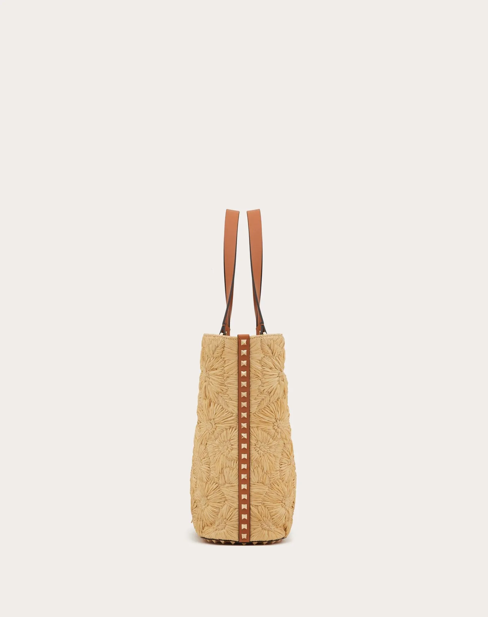 Rockstud Woven Raffia Shopping Bag