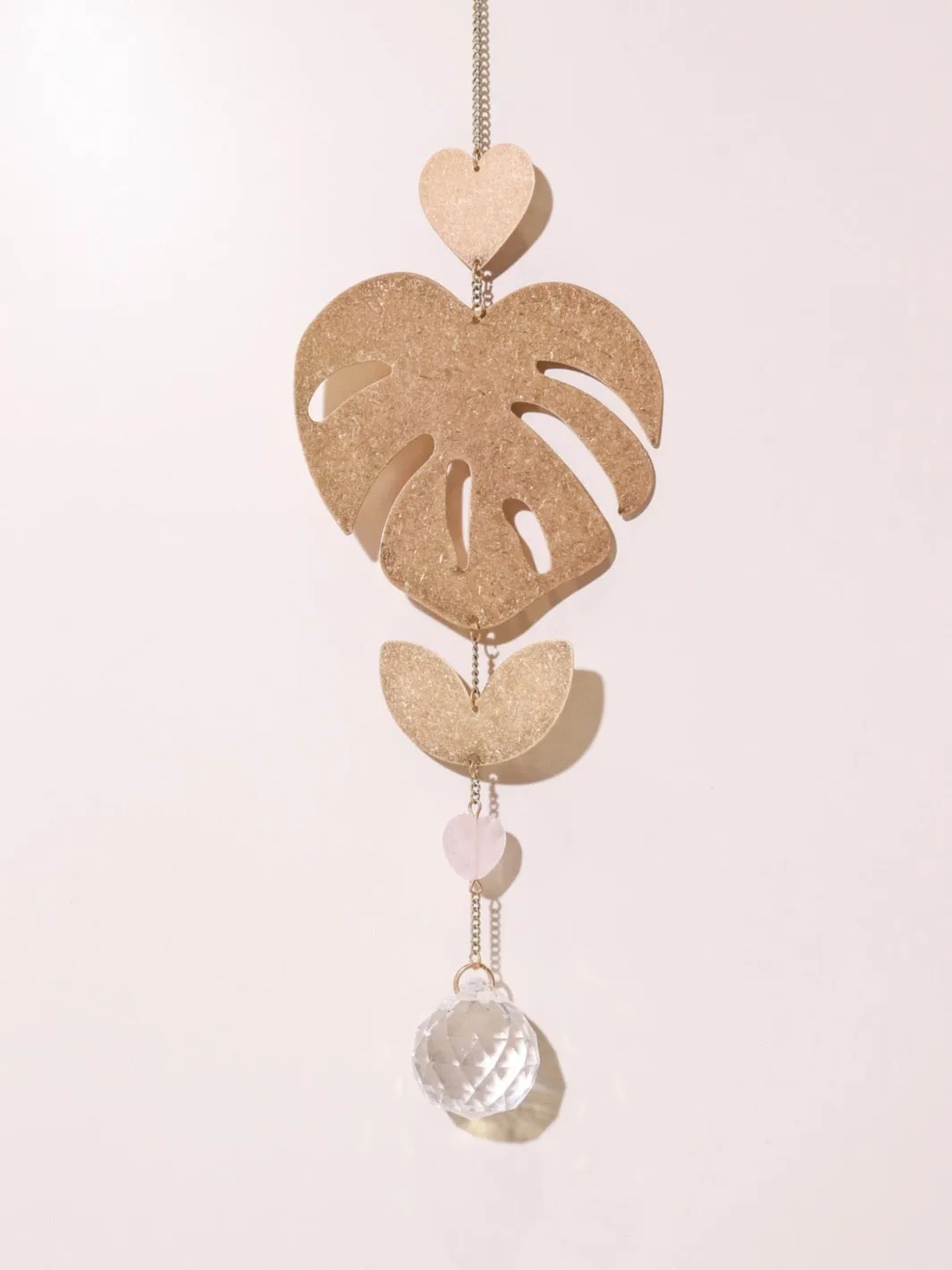 Rose Quartz Monsterra Suncatcher