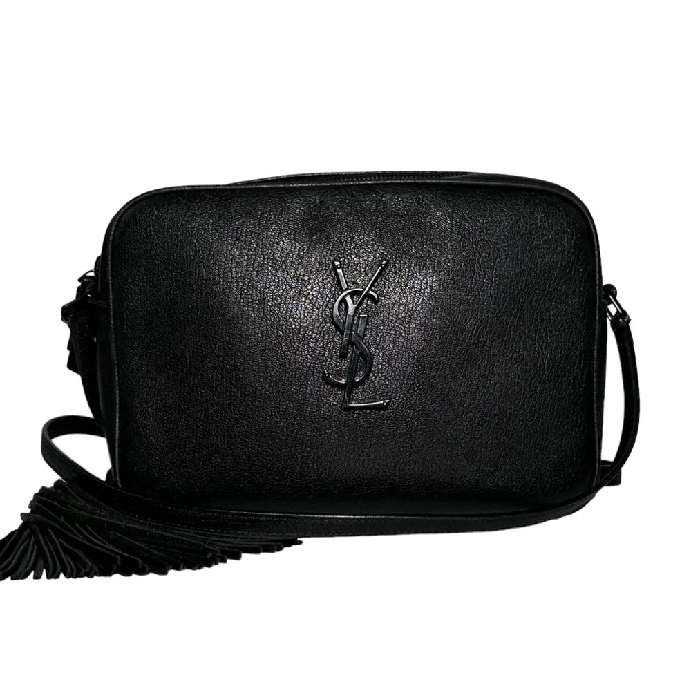 SAINT LAURENT Lou Camera Shoulder Bag Black Calfskin Leather LHQ150