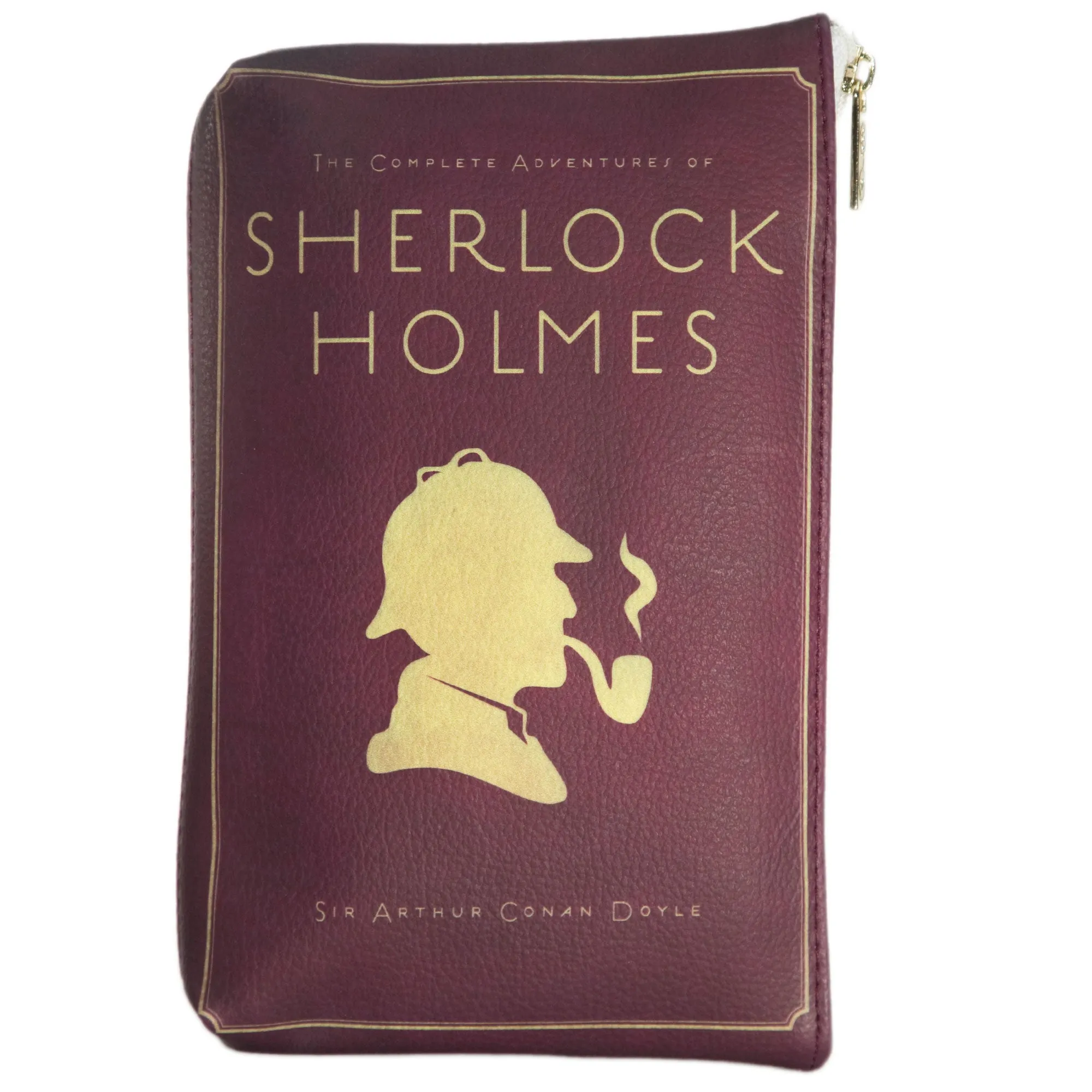 Sherlock Holmes Silhouette Burgundy Book Pouch Purse Clutch