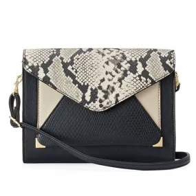 Snakeskin and black envelope purse