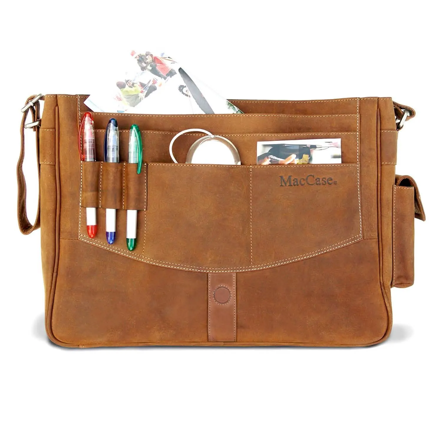 Sophisticated Leather Laptop Messenger Bag