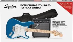 Squier Affinity Series HSS Guitar Starter Package Lake Placid Blue