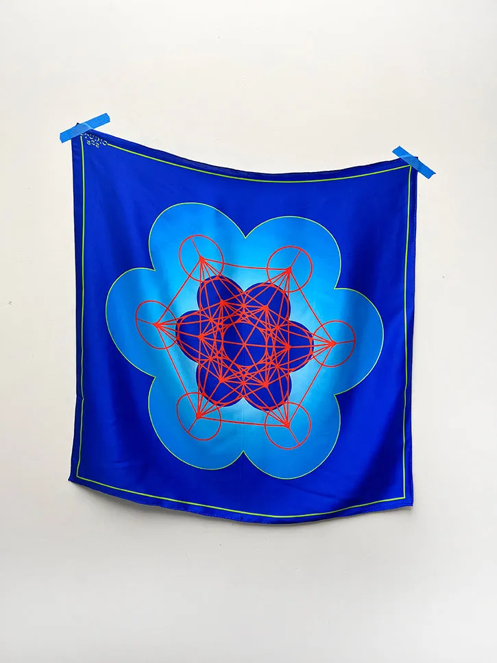 Studio 528 5 Platonic Solids Silk Scarf, Blue