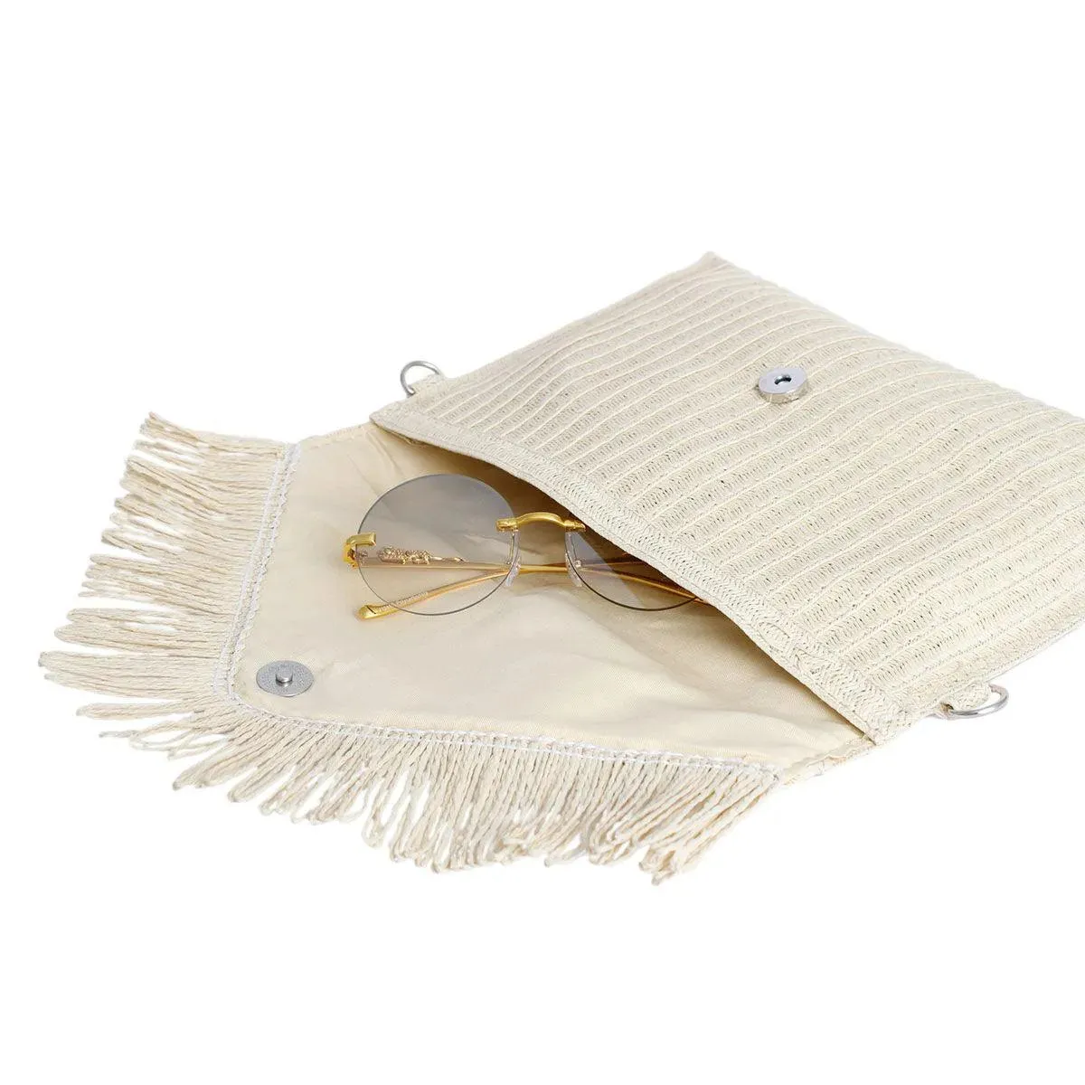 Stylish Cream Fringe Clutch Shoulder Bag - Perfect Accessory for Any Outfit!