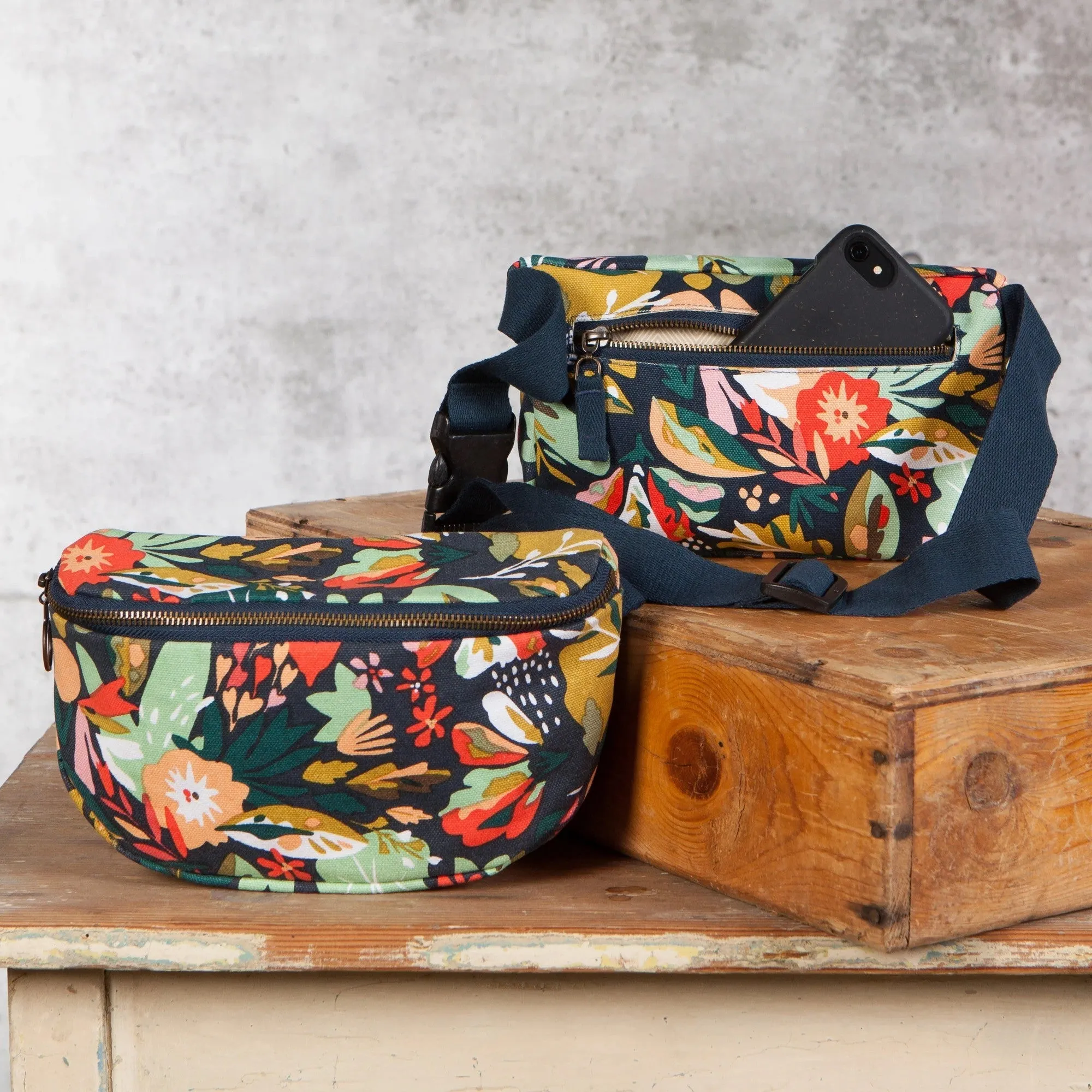 Superbloom Cotton Hip Bag Adjustable Strap | Floral Waist Belt Bag Fanny Pack