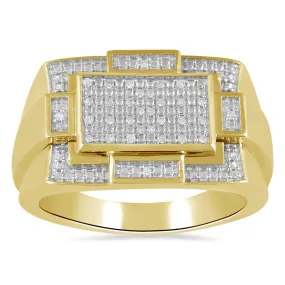 Tablet Mens Ring with 0.10ct of Diamonds in 9ct Yellow Gold