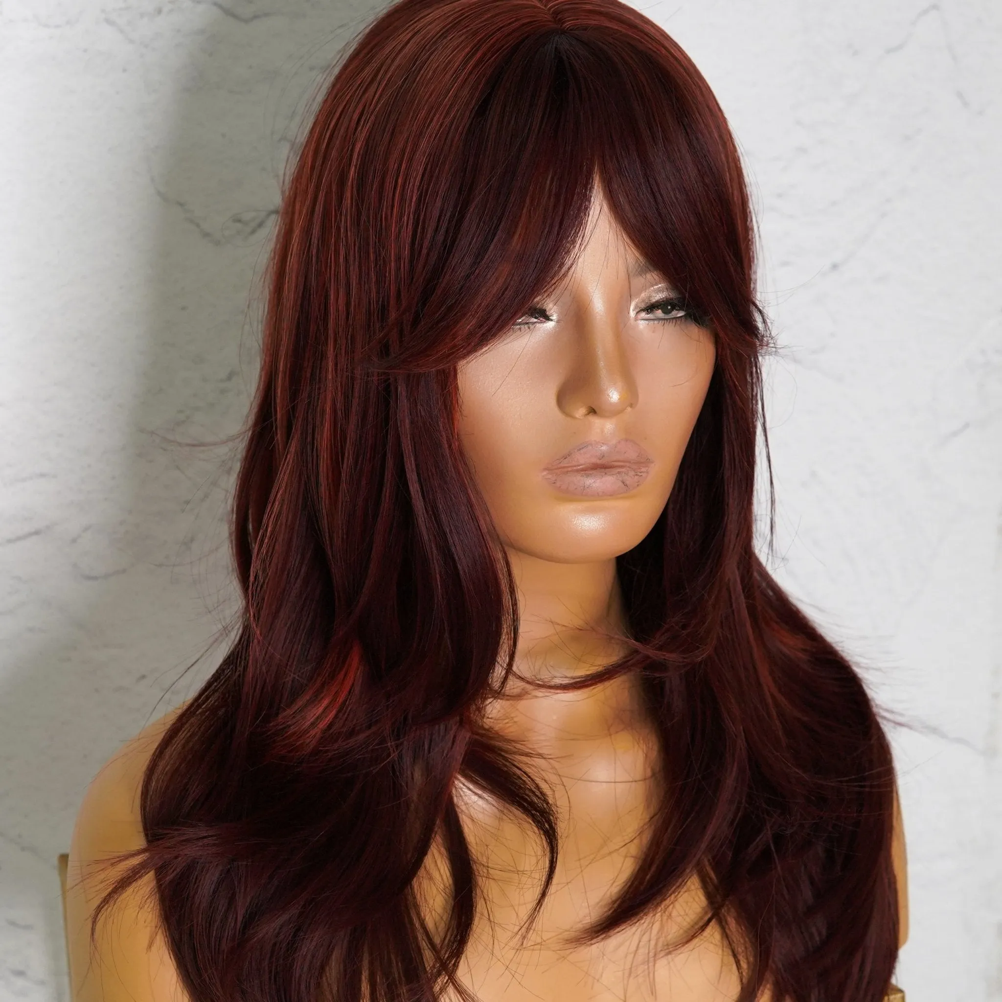 TAHLEAH Burgundy Fringe Wig