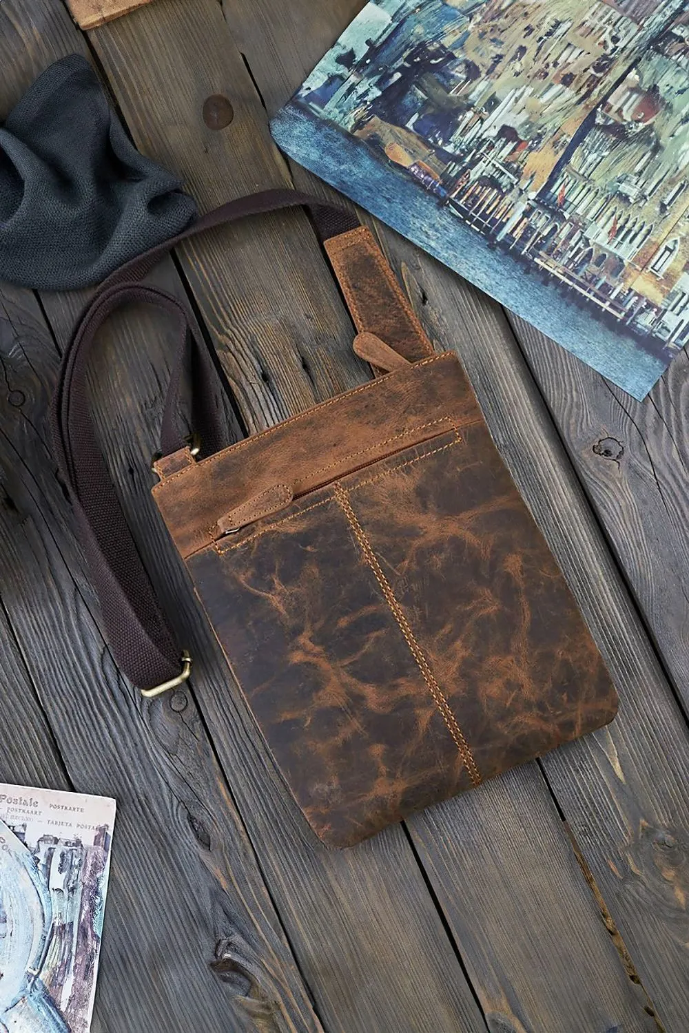 TEEK - Slim Side Natural Leather Bag