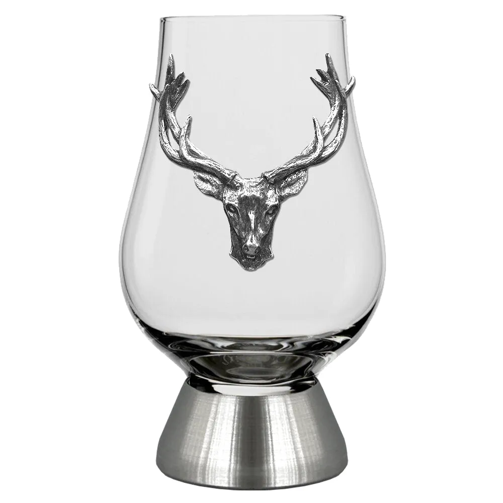 The Glencairn Whisky Glass With Pewter Base and Stag Head 200ml