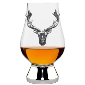 The Glencairn Whisky Glass With Pewter Base and Stag Head 200ml