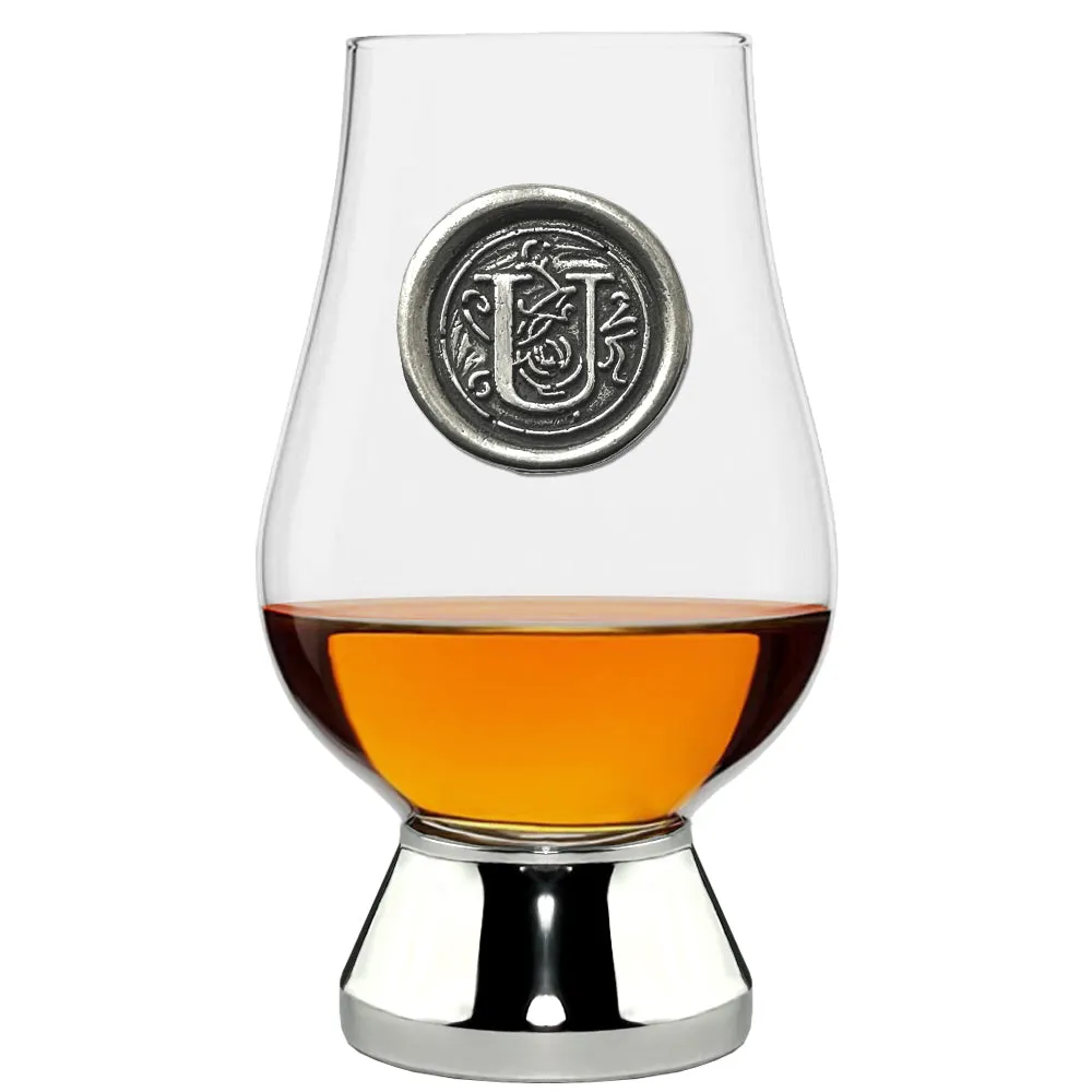 The Glencairn Whisky Glass with Pewter Monogram Initial 200ml