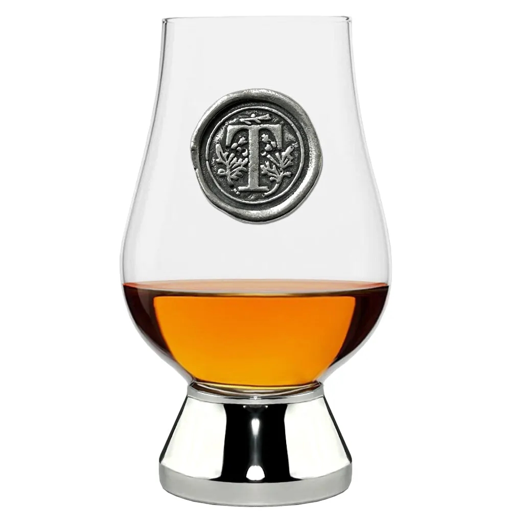 The Glencairn Whisky Glass with Pewter Monogram Initial 200ml