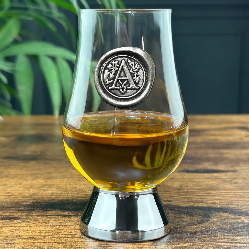 The Glencairn Whisky Glass with Pewter Monogram Initial 200ml