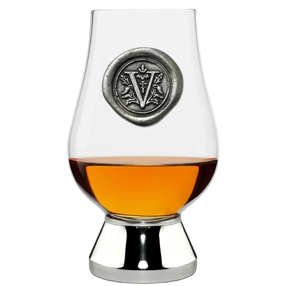 The Glencairn Whisky Glass with Pewter Monogram Initial 200ml